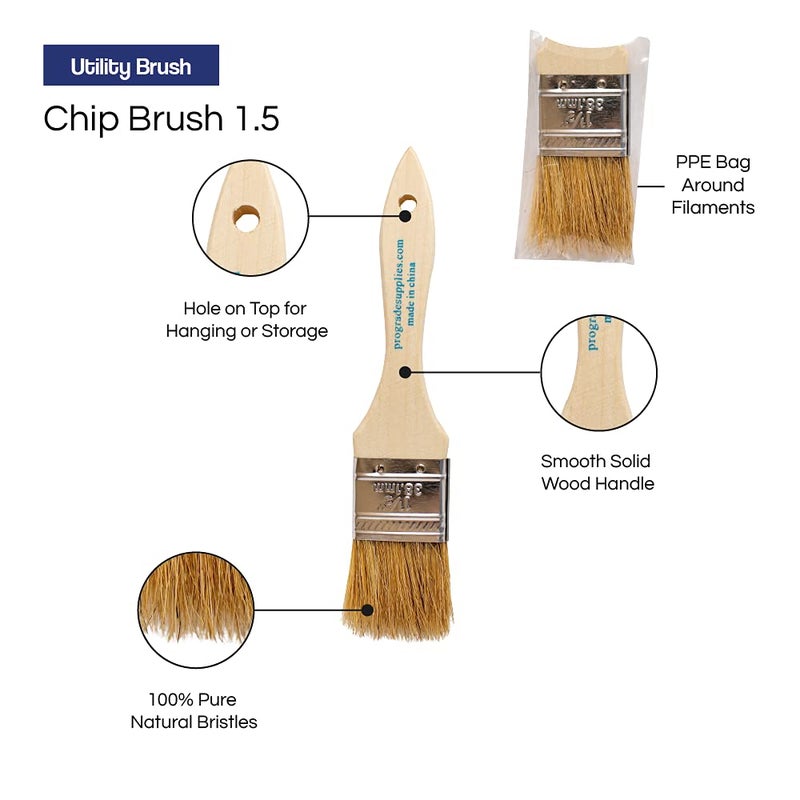 Pro-Grade Pro Grade - Chip Paint Brushes - 36 Ea 1.5 Inch Chip Paint Brush Light Brown - Image 3